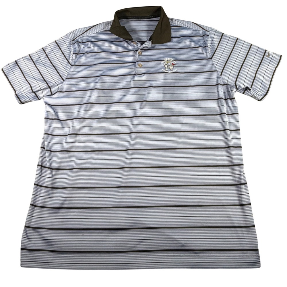 Nike Golf Polo Shirt Mens XL Blue 2014 U.S. Open Pinehurst No. 2 Striped READ